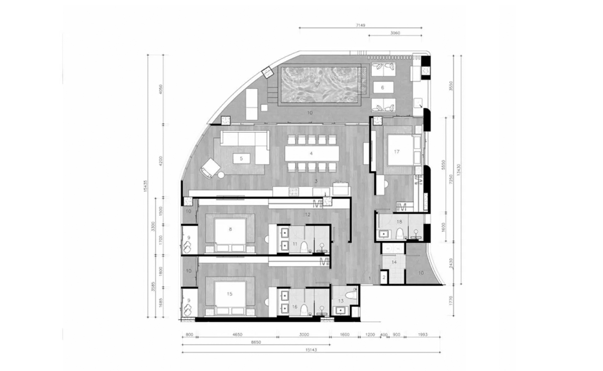 Villa floor plan, 3 bedrooms in The Petit Tycoon No. 11011