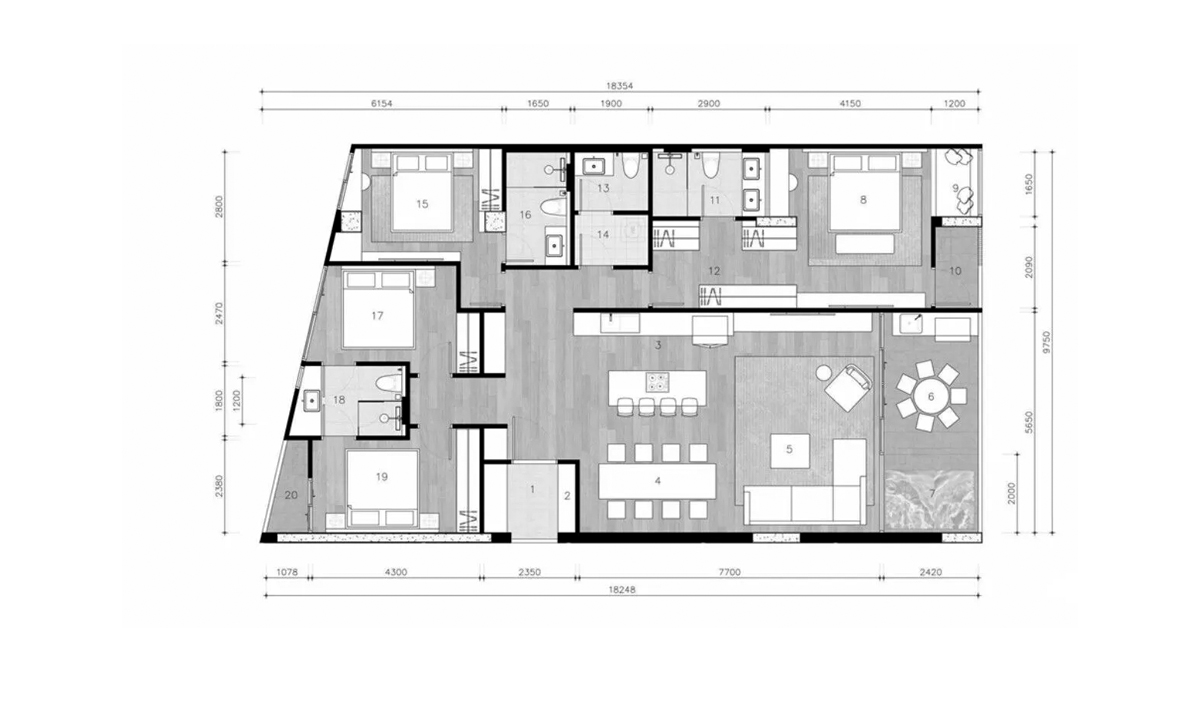 Penthouse floor plan, 4 bedrooms in The Petit Tycoon No. 11014
