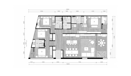 Penthouse floor plan, 4 bedrooms in The Petit Tycoon No. 11014 (2D)