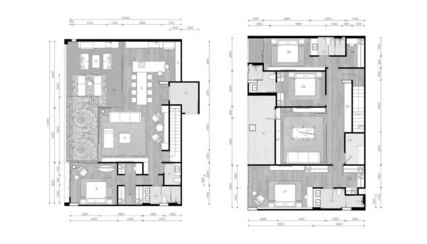 Duplex floor plan, 4 bedrooms in The Petit Tycoon No. 11013